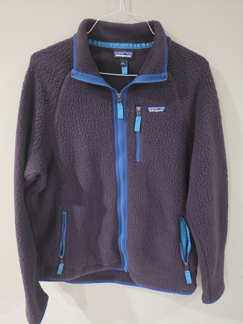 Patagonia Men’s Retro Pile Fleece Jacket Purple Blue Full Zip Size L